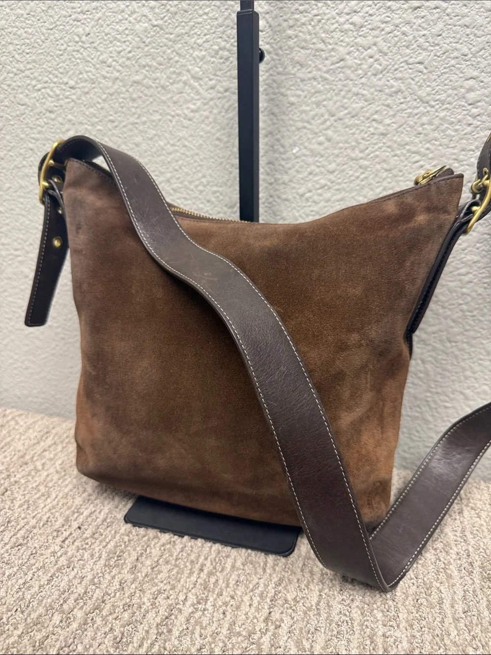 Vintage Coach Legacy Brown Suede Hobo Bag with Dark Brown Leather Strap